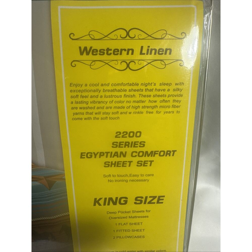 Horse Themed Western King Size Sheet Set Texas Star Egyptian Comfort NIP NEW - Picture 2 of 9